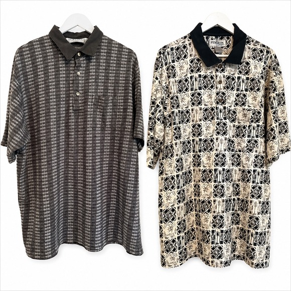 Penguin Sport Other - Mens XL Polo Shirt Bundle Penguin Sport Tropical Palm Geometric Golf Lot of 2